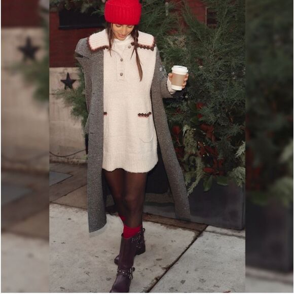 Free People Ellington Tweed Coat in Charcoal Sz M NWOT - Picture 5 of 13